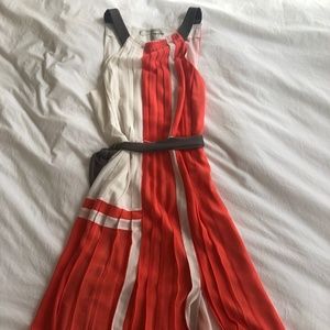 BCBGMaxAzria Runway Coral Pleated Dress